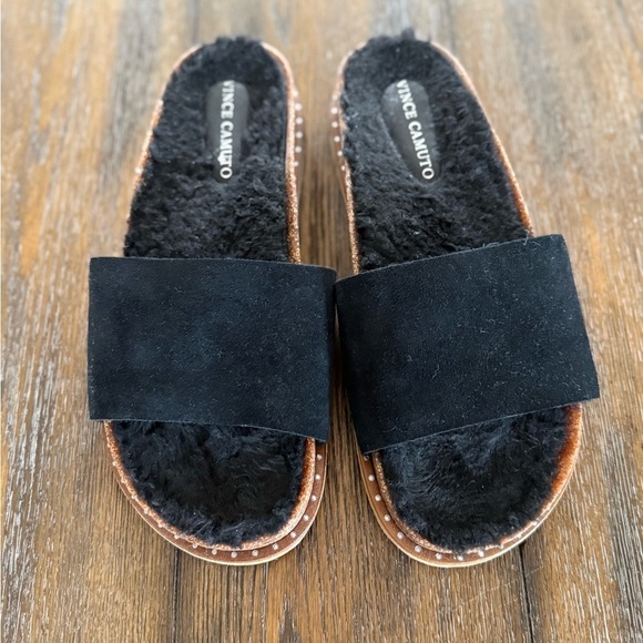 Vince Camuto Shoes - Vince Camuto Women’s Black Kanadial Suede Slipper Slide Sandals Size 10